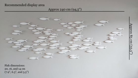 Exclusieve 3D Muurkunst 'School of Fish' – Modern & Scandinavisch Design (250 cm) – Beeldhouwkunst (photo 15 of 17)