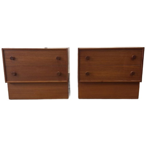 Set Van Twee Deense Mid Century Nachtkastjes Met Lades