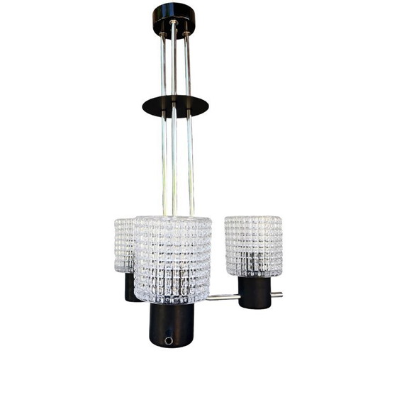 Image 1 of Elektroinstala Jílové pendant lamp, Czechoslovakia, 1970s, embossed glass, modernism