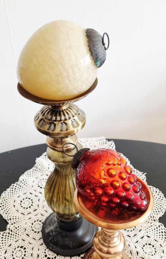 Ornements vintage pour sapin de Noël, Objets déco, Métal, Verre, Crème (photo 3 sur 14)