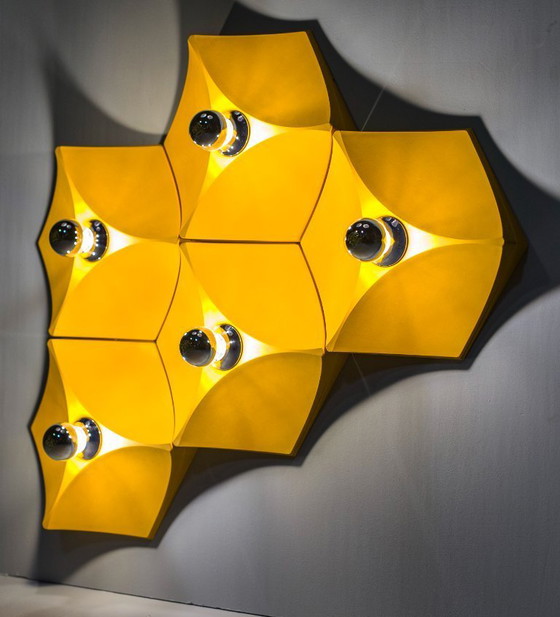 Image 1 of  Vintage Duitse zeshoekige wandlamp van Hoffmeister-Leuchten, 1970