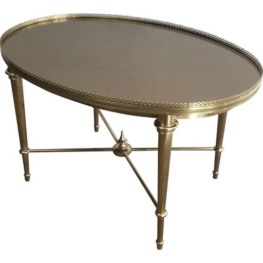 Mesa de centro ovalada neoclásica vintage, Francia, 1940