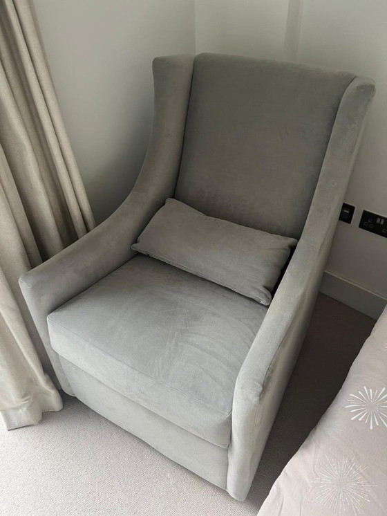 Image 1 of Graham Glider Armchair- Performance Velvet, Silver