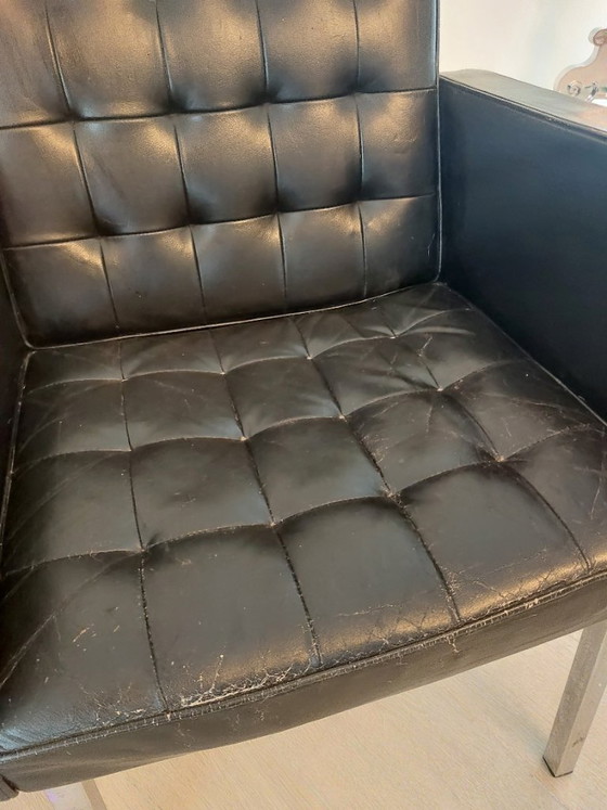 Image 1 of 2 armchairs Vincent Cafiero, Leather, Knoll International, 50s