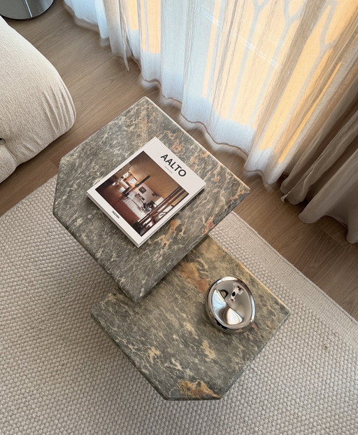 Tables gigognes vintage en marbre, Italie 1970