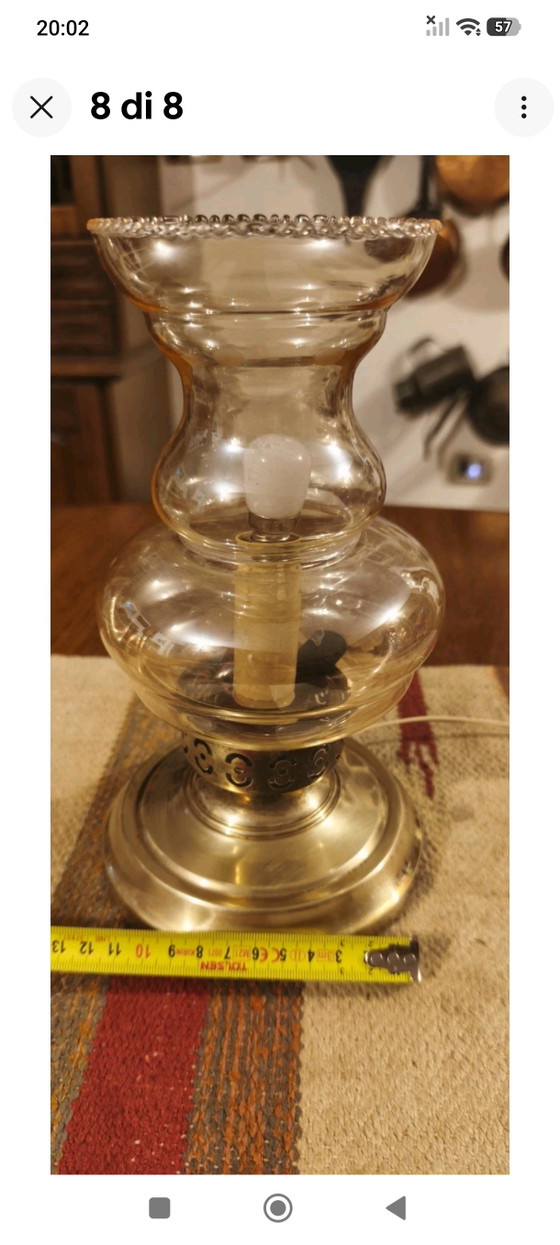 Antique Electric Lamp Vintage Light. – Table lamps, Glass, Brass (photo 8 of 8)