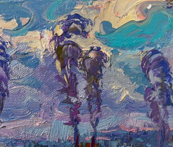 Image 1 of Original Oil Painting: Day Field Landscape - Spring Coolness Hugging the Earth