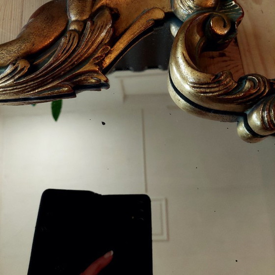 Image 1 of Barokke brocante gouden spiegel met engel 