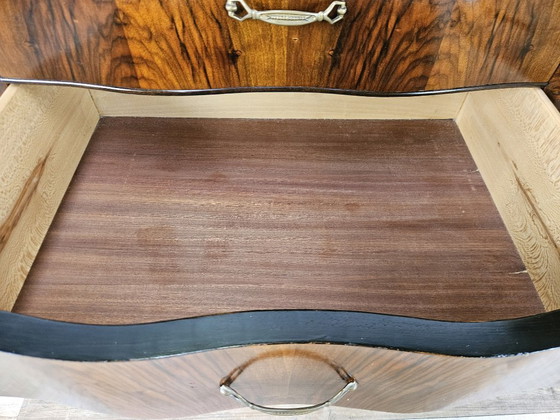 Image 1 of Commode Art déco des années 1950 en ronce de noyer
