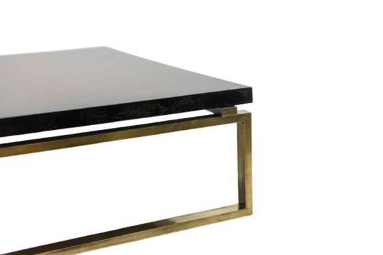 Image 1 of Maison Charles. Bronze coffee table with lacquered top. Circa 1970.