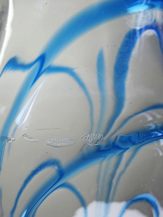 Image 1 of Large blue and transparent Murano blown glass vase, Italy, 1960s-70s