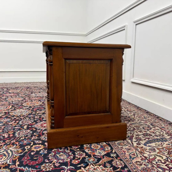Klassischer englischer Büroschrank Druckertisch, Sideboard, Leder, Holz (Foto 6 von 10)