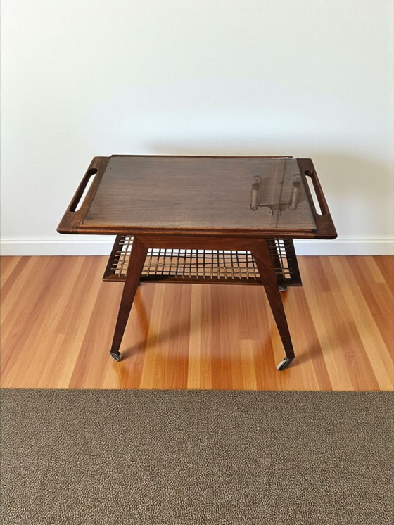 Image 1 of Teak side table, serving trolley, bar trolley, side table, Johannes Andersen, 1970s
