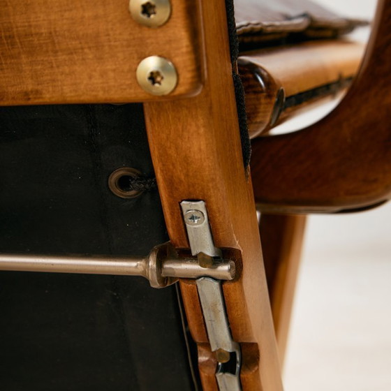 Image 1 of MK11199 Poltrona in faggio con rivestimento in pelle