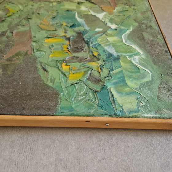 Image 1 of Pintura al óleo de mediados de siglo sobre lino: Girasoles, década de 1960/70