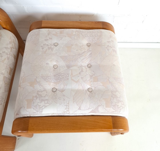 Vintage Teak Armchair With Ottoman Danish Design 70s – Textile, Wood (photo 9 of 10)