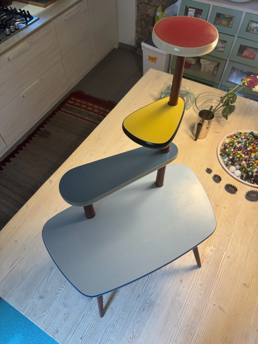 Mid-Century Meerlaagse Plantentafel – Jaren 50/60 Atomic Formica