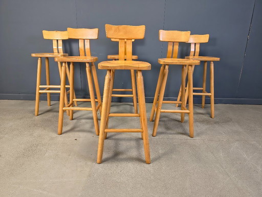 Sgabelli da bar brutalisti di metà secolo, anni '60 - set da 6