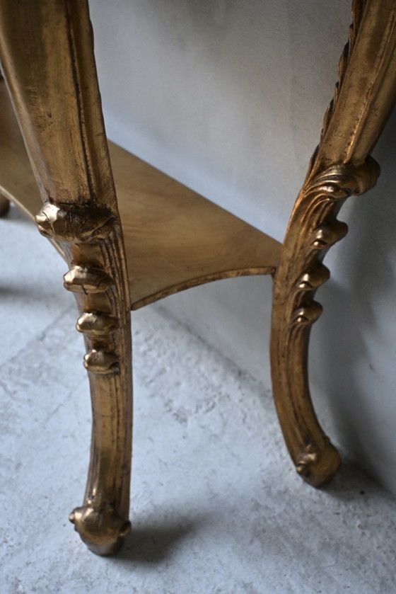 Image 1 of Wunderschöner Biscottini-Barockkonsolentisch mit Blattgold
