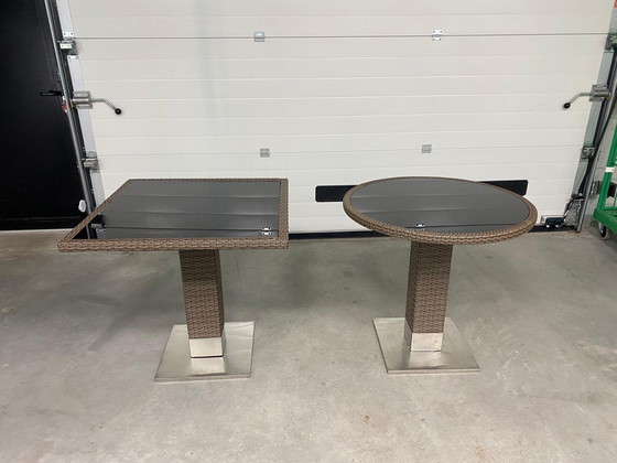 Image 1 of (SUPER DEAL!) Lot of Rattan Garden Tables 9 Square 3 Round ZGAN