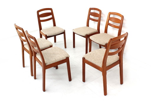 as new, Holstebro Danish Dining Chairs / Vintage Dining Chair in Teak and new Virgin Wool Cover