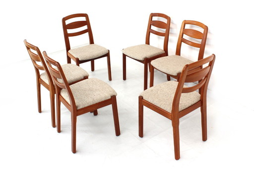 als nieuw, Holstebro Deense Eetkamerstoelen / Vintage Eetkamerstoel in Teak en nieuwe Virgin Wool overtrek