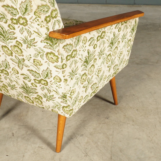 Image 1 of Vintage Club Armchairs - Velvet Leaf Motif - 1960s
