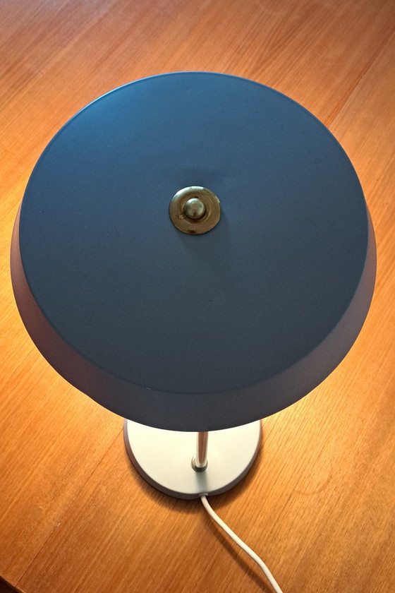 Image 1 of VEB Narva Leuchtenbau Tischlampen – Paar, „Stasi-Lampe“, DDR, 1960er Jahre, Architektengrau