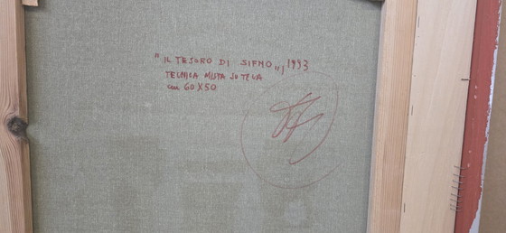 Image 1 of Unique and Exclusive Material Mosaic Painting with Relief "The Treasure of Sifnos" (1993)