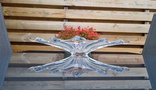 Coupe en cristal français vintage signée par le designer Pierre d'Avesn, Art Vannes, années 1960