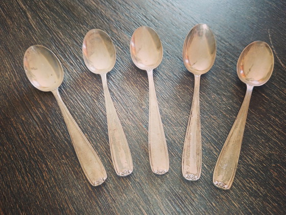 Image 1 of 5 cuillères à thé en argent des années 1960