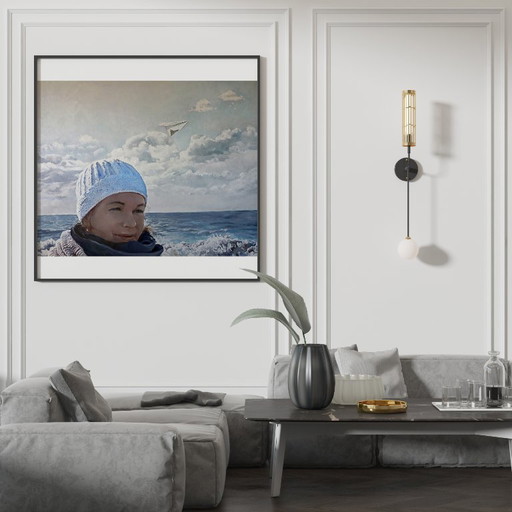 Original Oil Painting Contemporary Art Landscape Woman North Sea – schilderijen tekeningen, Canvas (photo 2 of 7)