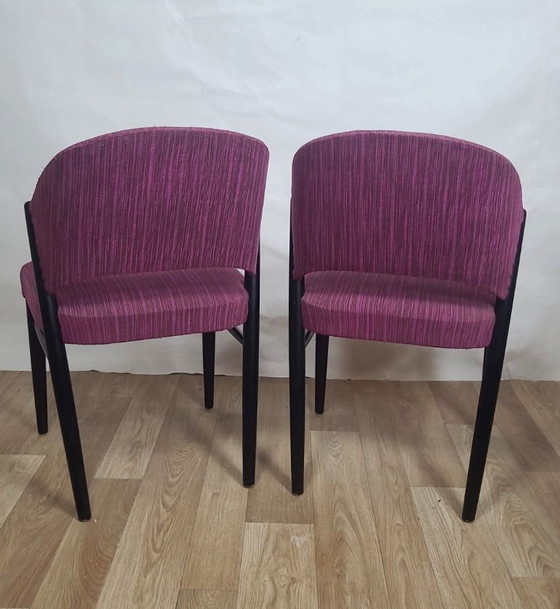 Image 1 of Set of 4 vintage purple fabric chairs