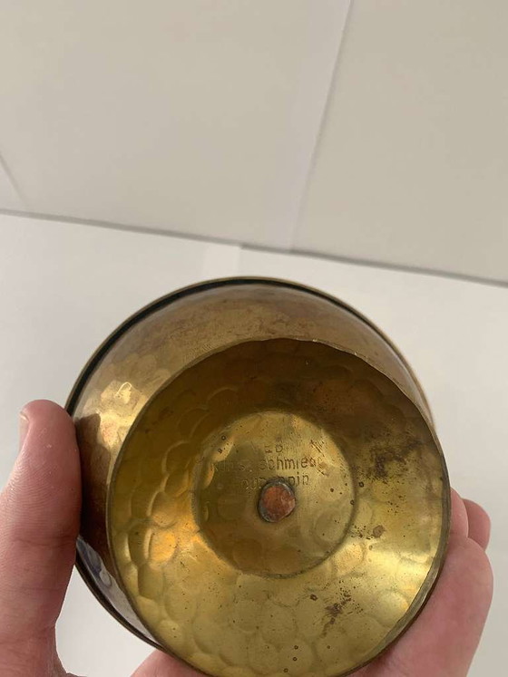 Image 1 of Emil Funk VEB Kunstschmiede Neuruppin Scatola con coperchio in ottone DDR Bauhaus