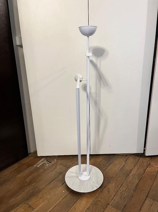 Fly Line Valet Stand, Italy, 1990s, White Lacquered Metal, Carrara Marble Top, Post-Modern Design