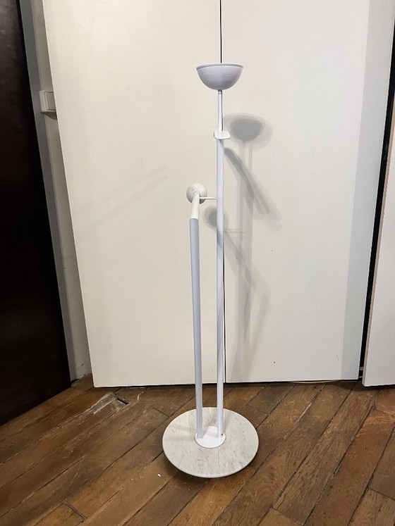 Image 1 of Fly Line Valet Stand, Italy, 1990s, White Lacquered Metal, Carrara Marble Top, Post-Modern Design
