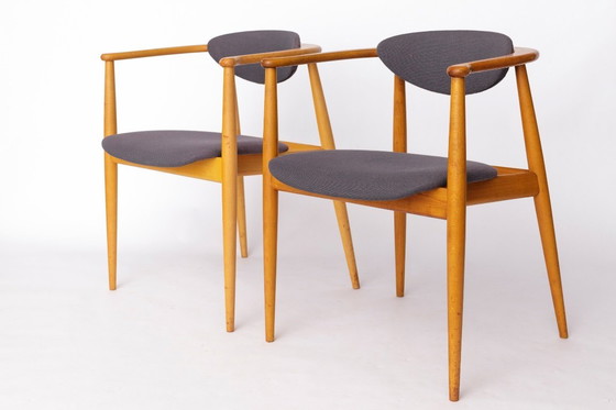 Image 1 of Pair of Mid-Century Armchairs, 1960s–70s German Vintage, Beech Wood & Original Upholstery
