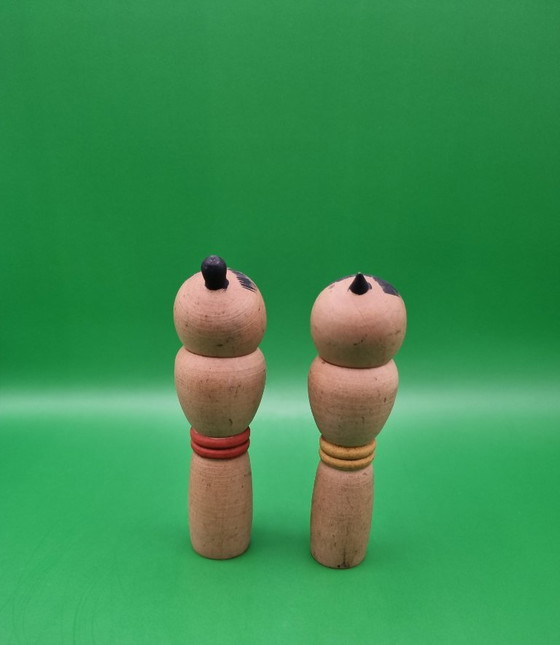 Vintage Sosaku Kokeshi Paartje Van Mamoru Izu – Decoratieve objecten, Wood (photo 3 of 6)