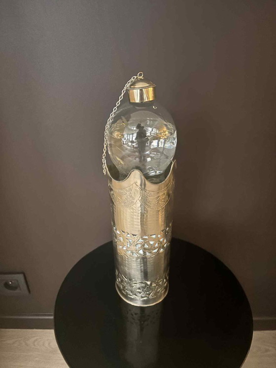 Image 1 of Handmade Moroccan Metal Water Bottle Cover with Stopper