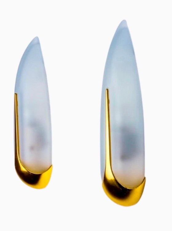 Image 1 of Par de apliques de pared de Idearte, cristal ahumado y metal dorado, España, 1980