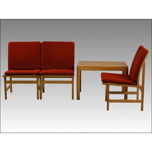 Ensemble de 4 fauteuils rouges vintage par Borge Mogensen pour Frederica Stolefabrik, 1960