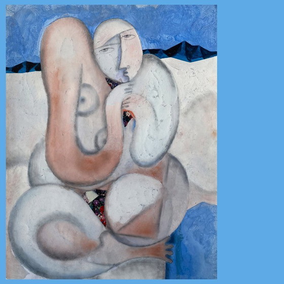 Image 1 of Expressionistisch en erotisch schilderij van N. Boéri Véfour. Frankrijk, jaren 2000.