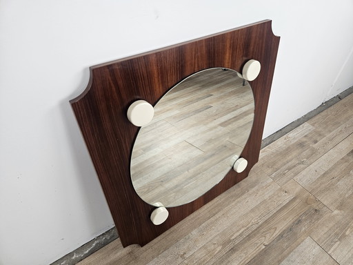 Miroir carré en teck des années 70