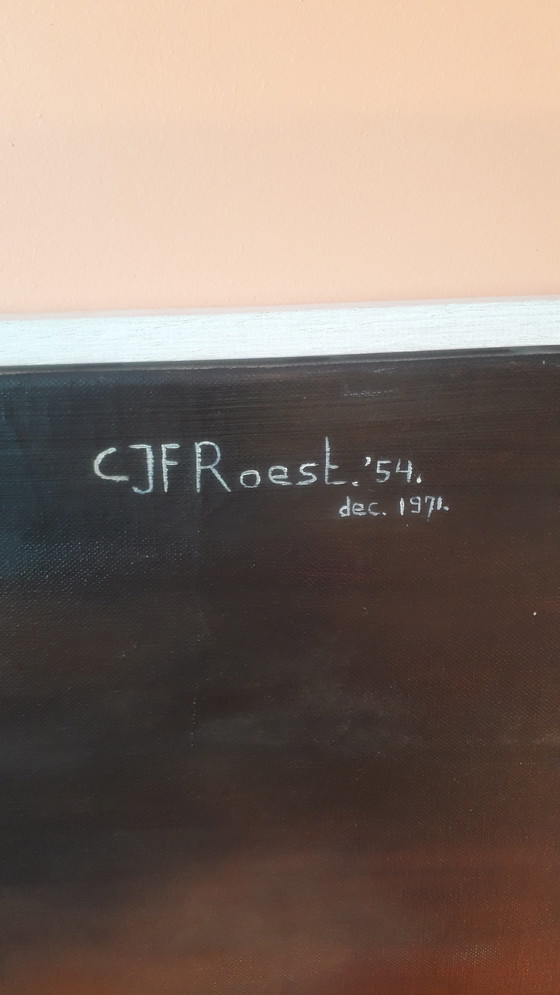 Image 1 of Dipinto CJF Roest 1971, Napoleone, Bastiglia, 63x73 cm