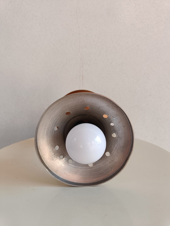 Image 1 of Vintage Space Age Table Lamp in Burnished Metal, 1970s Italian Design