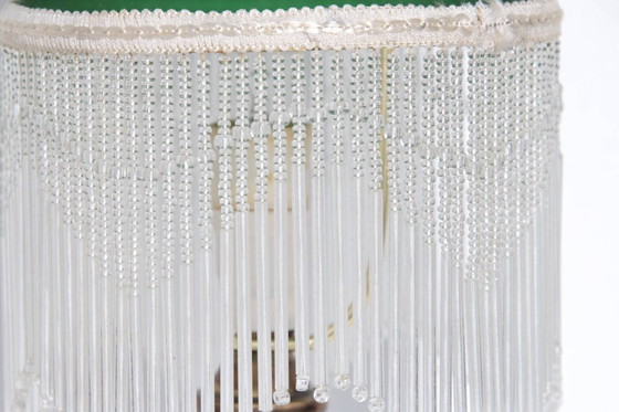 Image 1 of Table lamp with glass shade, glass beads, porcelain, 43cm, 1970s vintage