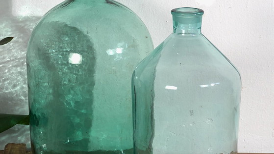 Navy green antique bottles (c.1920). Set of 2 pieces #43 – Glass & Decanter, Glass (photo 3 of 10)