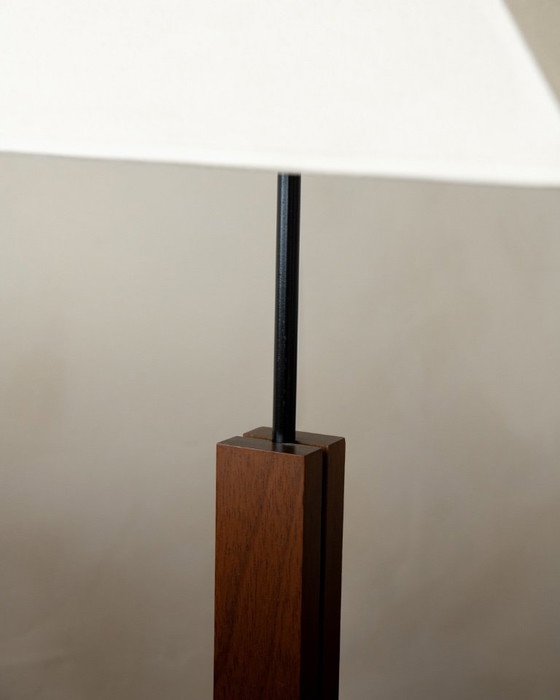 Vintage Belgische postmoderne verstelbare vloerlamp van Bellino, jaren 90, hout met sculpturaal (photo 11 of 14)