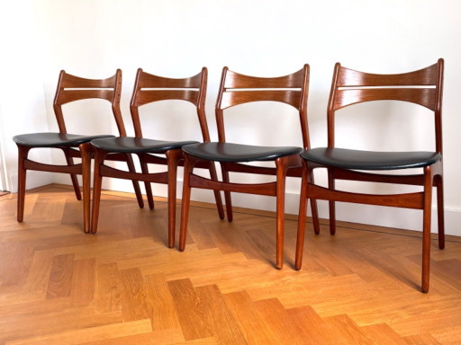 Magnificent set of 4 Danish Erik Buck model 301 chairs