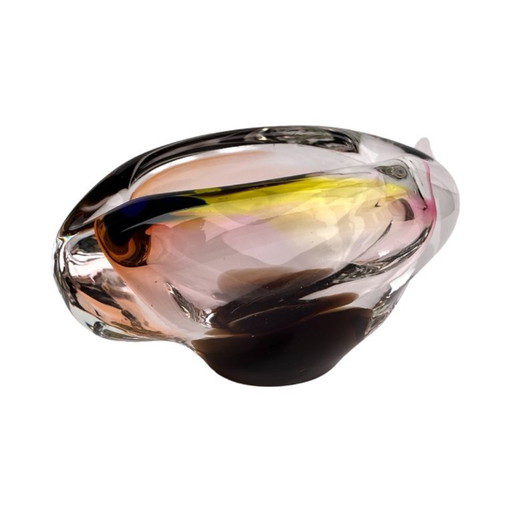 Glass ashtray, designed by Jozef Rozinek, Borocrystal Nový Bor, Czechoslovakia, 1970s.
